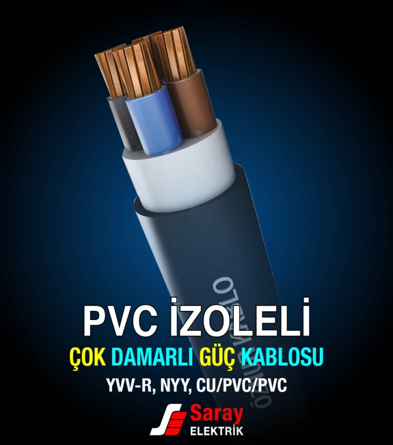 PVC İzoleli Çok Damarlı Güç Kablosu YVV R NYY 0 6 1kV Saray Elektrik